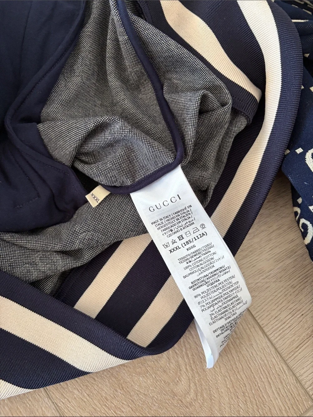 Gucci Navy GG-Print Sweatpants with Red Stripe & matching track jacket (set)